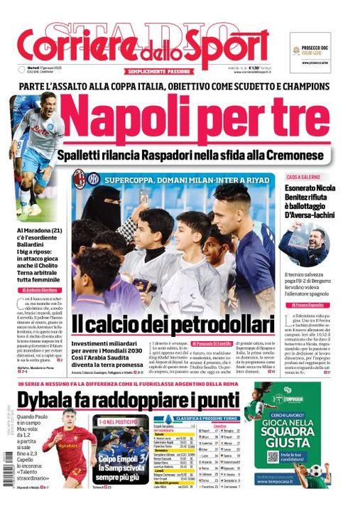 PRIMA PAGINA Cds Campania Napoli Per Tre