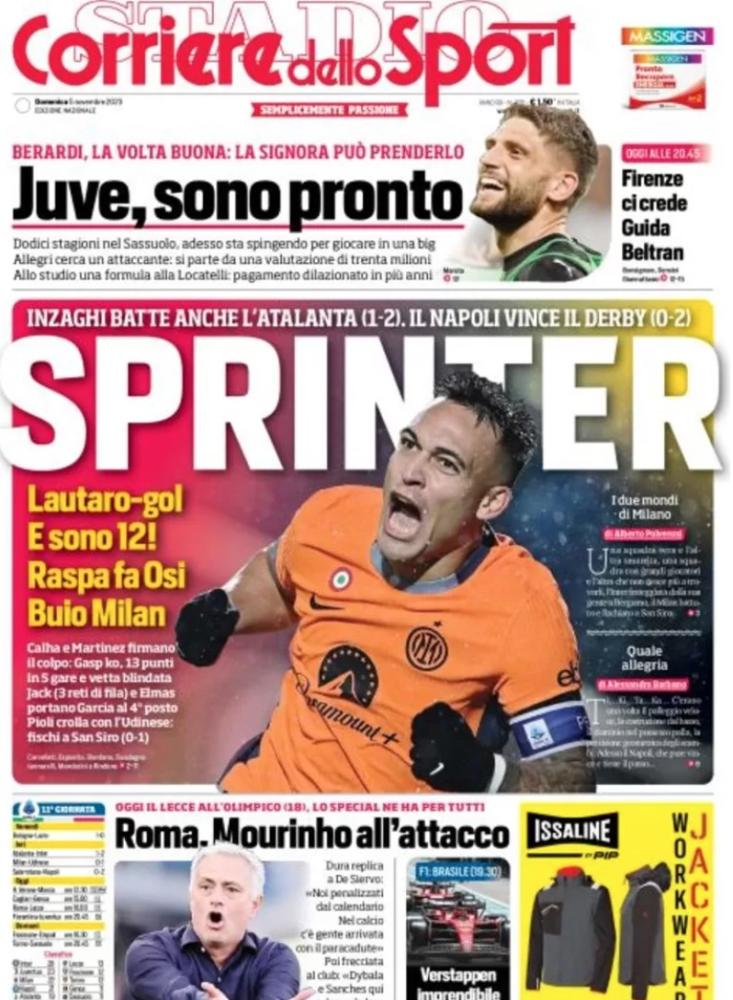 PRIMA PAGINA Corriere Dello Sport Sprinter Raspadori Fa Osimhen