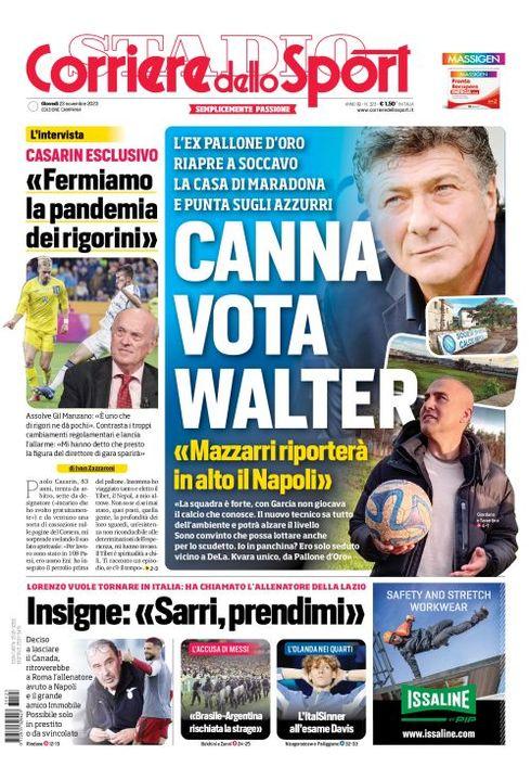 Prima Pagina Cds Campania Cannavaro Vota Walter