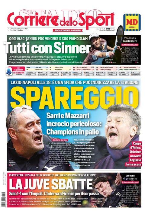 PRIMA PAGINA Cds Campania Spareggio Mazzarri Sorpresa Gaetano