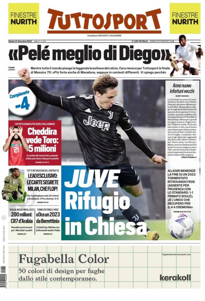 PRIMA PAGINA - Tuttosport: "Juve, Rifugio In Chiesa" E Poi: "Pelé ...