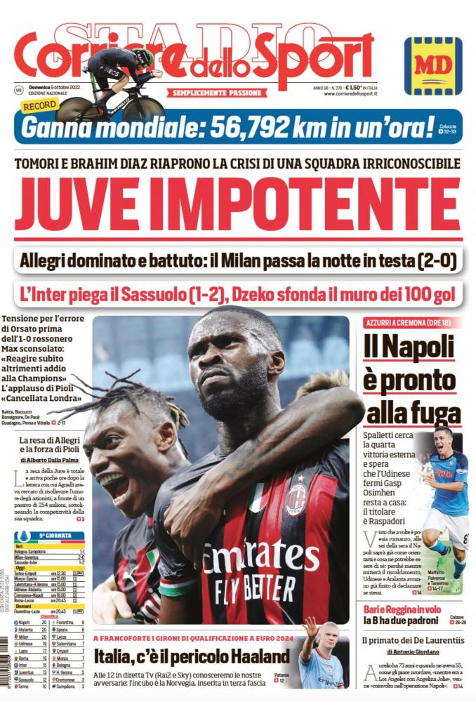 PRIMA PAGINA - CdS: ”Il Napoli è Pronto Alla Fuga"