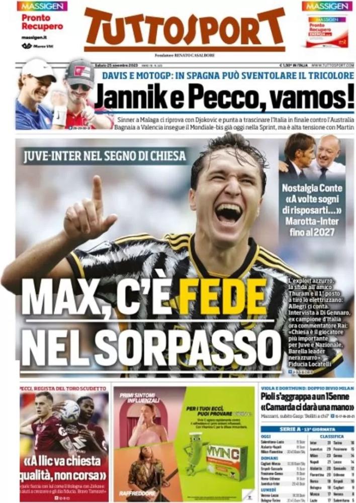 PRIMA PAGINA - Tuttosport: "Max, C'è Fede Nel Sorpasso"