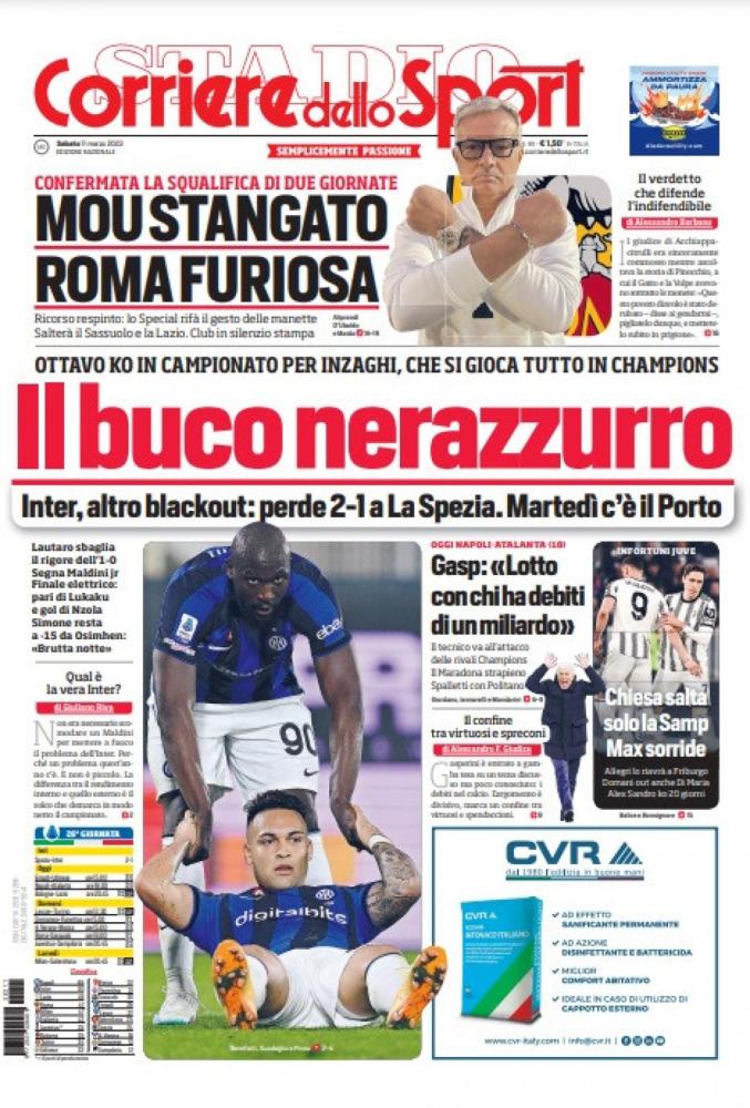 PRIMA PAGINA Corriere dello Sport