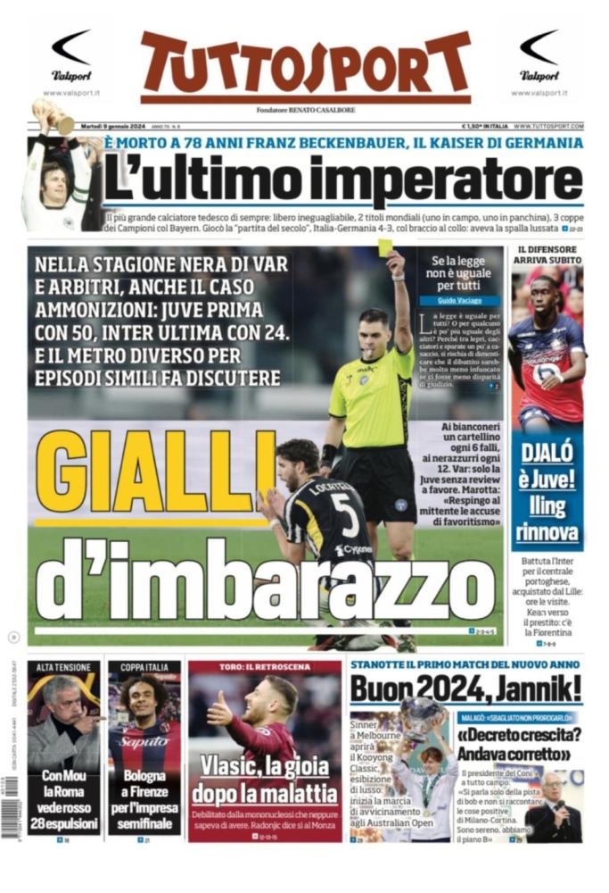 PRIMA PAGINA - Tuttosport: "Gialli D'imbarazzo"